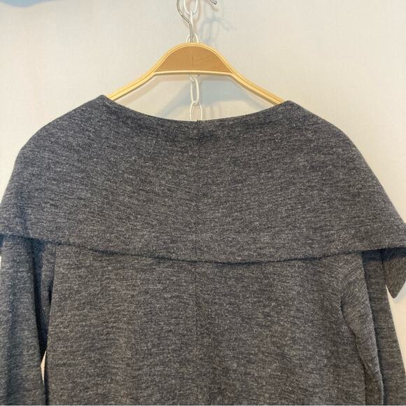 SimplyVera Vera Wang Simply Breathe Heather Gray Zip Up Cape Collar Knit Sweater - Picture 10 of 10